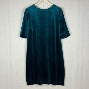J Jill Green Velvet Shift Dress NWT